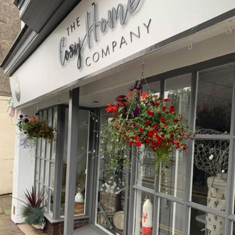 Shop front of The Cosy Home Company in Conwy, North Wales
