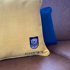 I had cushions embroidered with the club's logo